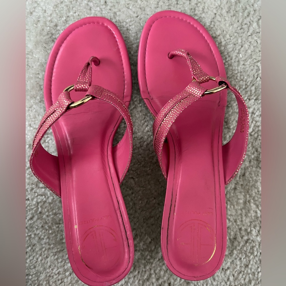 Lilly Pulitzer - pink wedge sandals size 10